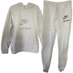 “Just Do It” Heather Gray Hoodie Pullover and Joggers Tracksuit